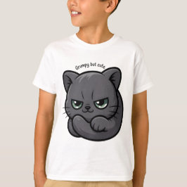 Schattige Moody Grey Kat Cartoon T-shirt