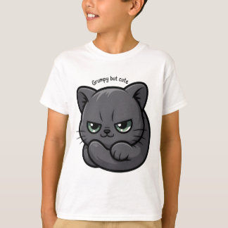 Schattige Moody Grey Kat Cartoon T-shirt