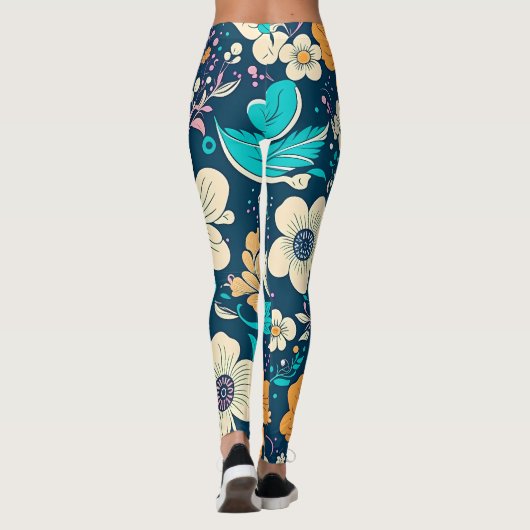 Schattige mooi bloemmotief en naadloos patroon leggings (Achterkant)