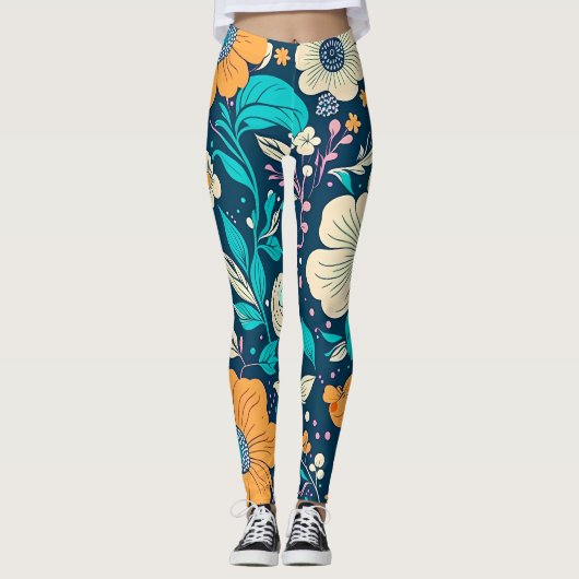 Schattige mooi bloemmotief en naadloos patroon leggings (Voorkant)