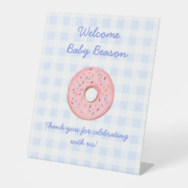 Schattige mooi gingham donut Baby sprenkelen decor Reclamebord Met Voetstuk