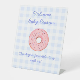 Schattige mooi gingham donut Baby sprenkelen decor Reclamebord Met Voetstuk