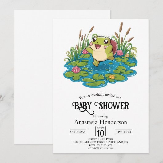 Schattige mooi kikker Baby shower Kaart (Voorkant / Achterkant)