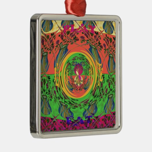 Schattige mooi & mooi bloemenmotief Art Print Desi Metalen Ornament (Rechts)