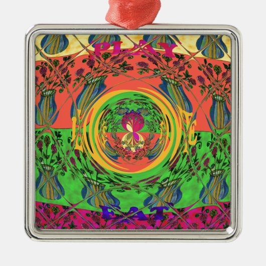 Schattige mooi & mooi bloemenmotief Art Print Desi Metalen Ornament (Voorkant)