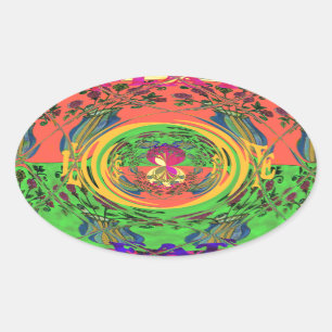 Schattige mooi & mooi bloemenmotief Art Print Desi Ovale Sticker