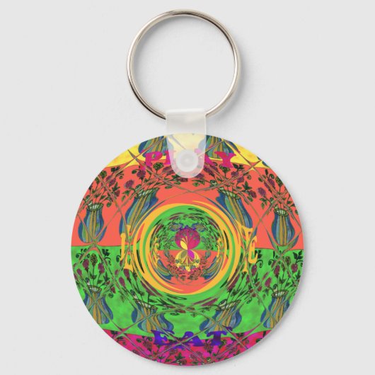 Schattige mooi & mooi bloemenmotief Art Print Desi Sleutelhanger (Voorkant)