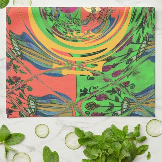 Schattige mooi & mooi bloemenmotief Art Print Desi Theedoek (Gevouwen)