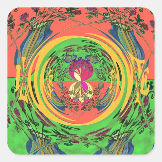 Schattige mooi & mooi bloemenmotief Art Print Desi Vierkante Sticker (Voorkant)