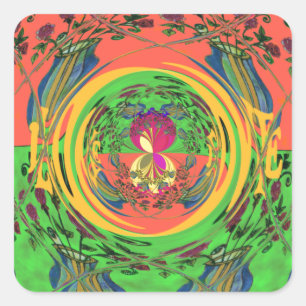 Schattige mooi & mooi bloemenmotief Art Print Desi Vierkante Sticker