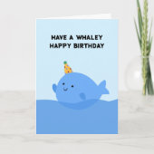 Schattige Mooie Blauwe Walvis Verjaardag Pet Pun V Kaart (Voorkant)