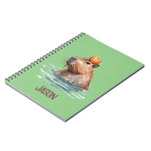 Schattige Mooie Capybara met Sinaasappel en Kinder Notitieboek (Linkerzijde)