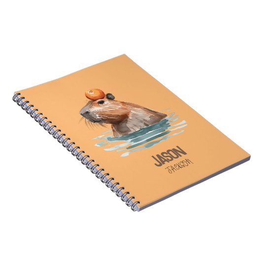 Schattige Mooie Capybara met Sinaasappel en Kinder Notitieboek (Rechterzijde)