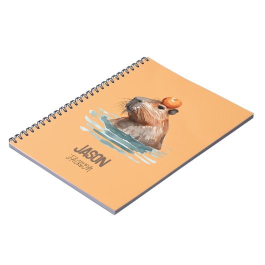 Schattige Mooie Capybara met Sinaasappel en Kinder Notitieboek (Linkerzijde)