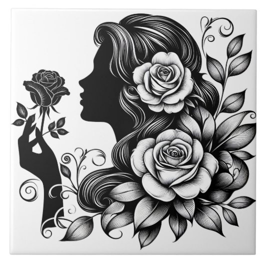 Schattige Mooie dame crafting home business Tegeltje (Voorkant)