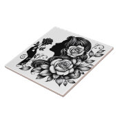 Schattige Mooie dame crafting home business Tegeltje (Zijkant)