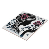 Schattige Mooie dame crafting home business Tegeltje (Zijkant)