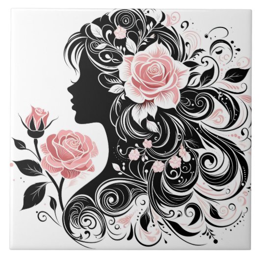 Schattige Mooie dame crafting home business Tegeltje (Voorkant)