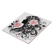 Schattige Mooie dame crafting home business Tegeltje (Zijkant)