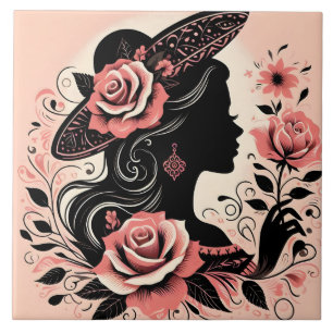 Schattige Mooie dame crafting huis Tegeltje