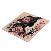 Schattige Mooie dame crafting huis Tegeltje (Zijkant)