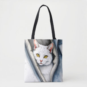 Schattige Mooie Moderne Waterverf Kat Collectie Tote Bag