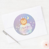 Schattige Moon and Stars Lion Cub Baby shower Beda Ronde Sticker (Envelop)