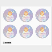 Schattige Moon and Stars Lion Cub Baby shower Beda Ronde Sticker (Vel)