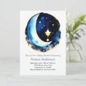 Schattige Moon and Stars Space Girl Baby shower Kaart (Staand voorkant)