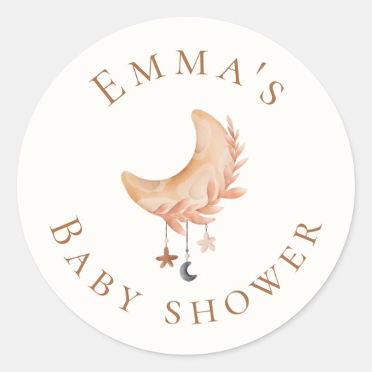 Schattige Moon Baby shower Ronde Sticker (Voorkant)