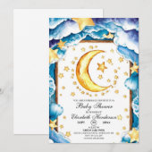 Schattige Moon Celestial Baby shower Kaart (Voorkant / Achterkant)