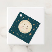 Schattige Moon en Star Navy Baby shower Bedankjes Labels (In situ)