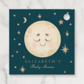Schattige Moon en Star Navy Baby shower Bedankjes Labels (Achterkant)