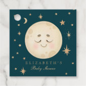 Schattige Moon en Star Navy Baby shower Bedankjes Labels (Voorkant)