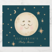Schattige Moon en Star Navy Baby shower Likeurfles Etiket (Enkel label)