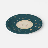 Schattige Moon en Star Navy Baby shower Papieren Bordje (Gekanteld)