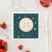 Schattige Moon en Star Navy Baby shower Servet (Insitu)