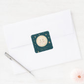 Schattige Moon en Star Navy Baby shower Vierkante Sticker (Envelop)