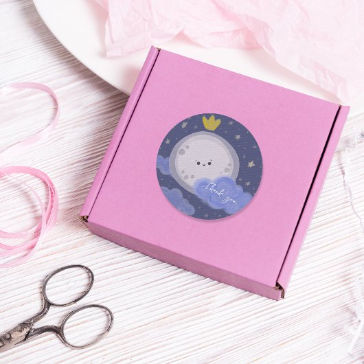 Schattige Moon Kawaii Celestial gepersonaliseerd Ronde Sticker