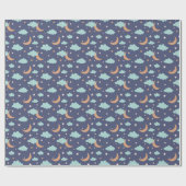 Schattige Moon Star Cloud Pattern Cadeaupapier (Vlak)