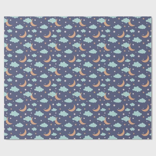 Schattige Moon Star Cloud Pattern Cadeaupapier (Vlak)