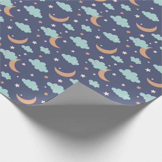 Schattige Moon Star Cloud Pattern Cadeaupapier (Hoek)