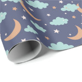Schattige Moon Star Cloud Pattern Cadeaupapier (Rol Hoek)