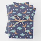 Schattige Moon Star Cloud Pattern Inpakpapier Vel (In situ)