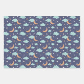 Schattige Moon Star Cloud Pattern Inpakpapier Vel (Voorkant)