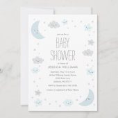 Schattige Moon & Stars Lijst Boy Baby shower Uitno Kaart (Voorkant)