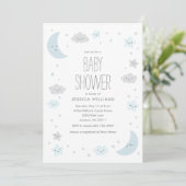 Schattige Moon & Stars Lijst Boy Baby shower Uitno Kaart (Staand voorkant)