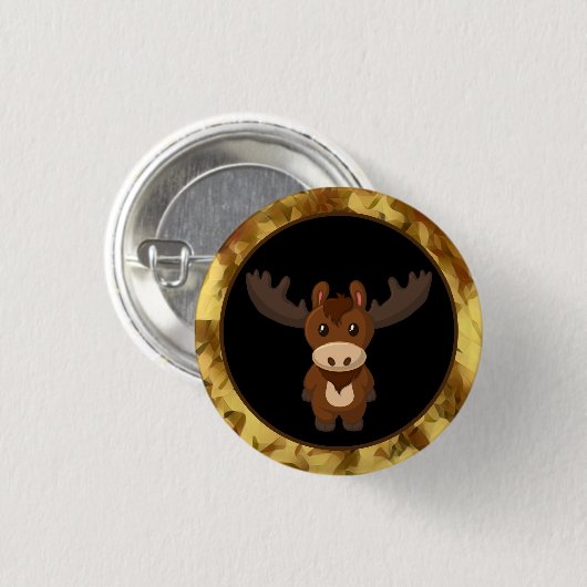 Schattige Moose Art Button (Voorkant /achterkant)