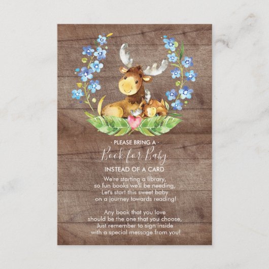 Schattige Moose Baby shower Boek voor Baby Kaart (Voorkant)