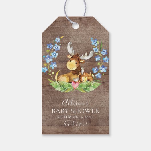 Schattige Moose Baby shower Favor Gift Label Cadeaulabel (Voorkant)